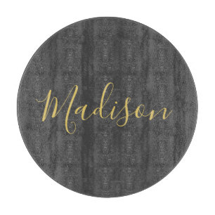 Calligraphy Gold Colour Grey Custom Personal Edit Cutting Board