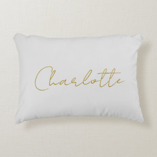 Calligraphy Gold Colour Grey Custom Personal Edit Decorative Cushion