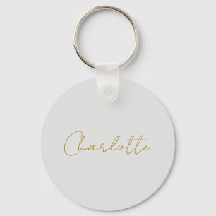 Calligraphy Gold Colour Grey Custom Personal Edit Key Ring