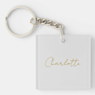 Calligraphy Gold Colour Grey Custom Personal Edit Key Ring