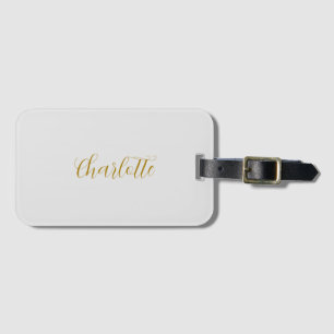 Calligraphy Gold Colour Grey Custom Personal Edit Luggage Tag