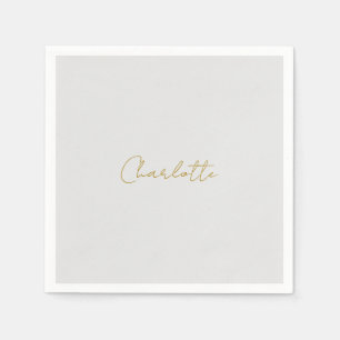 Calligraphy Gold Colour Grey Custom Personal Edit Napkin