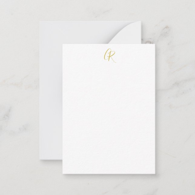 Calligraphy Gold Colour Monogram Modern Minimalist Card (Front)