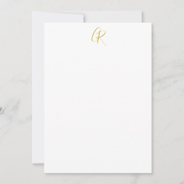 Calligraphy Gold Colour Monogram Modern Minimalist Card (Front)