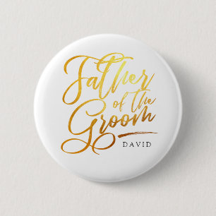 Calligraphy Gold Father of the Groom elegant 6 Cm Round Badge