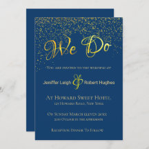 Calligraphy Gold Foil Wedding Invitation