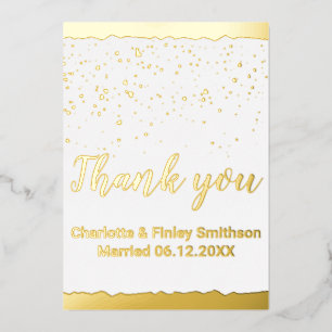 Calligraphy gold foil wedding thank you card
