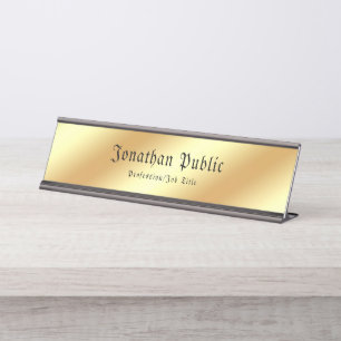 Calligraphy Gold Template Classic Text Elegant Desk Name Plate