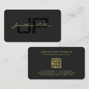 Calligraphy Gold Text Name Script Luxury QR Code Business Card