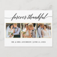 Calligraphy Gold Wedding 3 Photo Forever Thankful