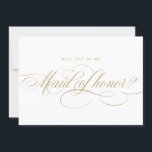 Calligraphy Gold Will You Be My Maid of Honour  Invitation<br><div class="desc">A timeless and elegant will you be my maid of honour invitation featuring refined calligraphy script on a classic background,  perfect for a formal and sophisticated wedding celebration. For customisation or additional products featuring this design,  please feel free to contact me.</div>