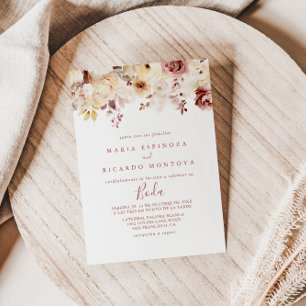 Calligraphy Graceful Floral Boda Spanish Wedding Invitation
