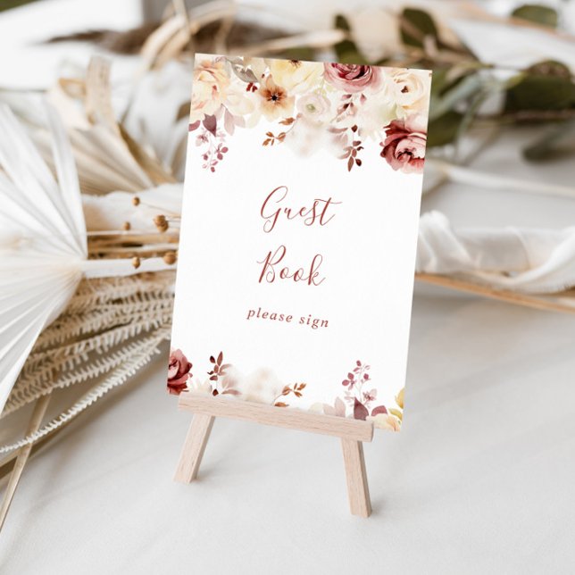 Calligraphy Graceful Floral Guest Book Sign (Creator Uploaded)