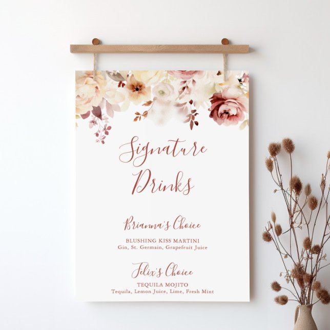 Calligraphy Graceful Floral Signature Drinks Sign (Creator Uploaded)