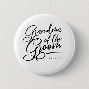 Calligraphy Grandma of the Groom elegant 6 Cm Round Badge