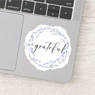 Calligraphy Grateful Lavender Wreath