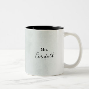 Calligraphy Green and White Mrs Newlywed Bride    Two-Tone Coffee Mug