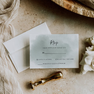 Calligraphy Green and White RSVP Card