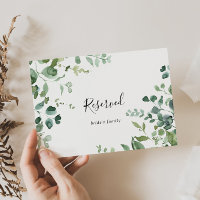 Calligraphy Green Foliage Wedding Reserved Sign