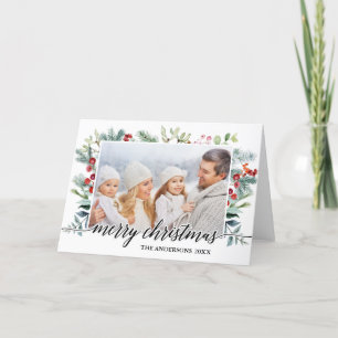 Calligraphy Greenery Christmas Folded Card