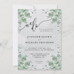 Calligraphy Greenery Eucalyptus Wedding We Do Invitation
