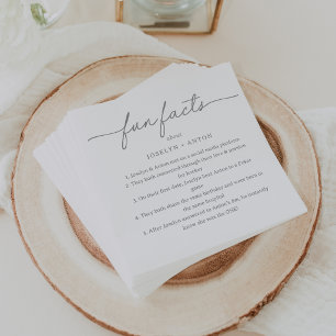Calligraphy Grey Trivia Fun Facts Wedding Napkins