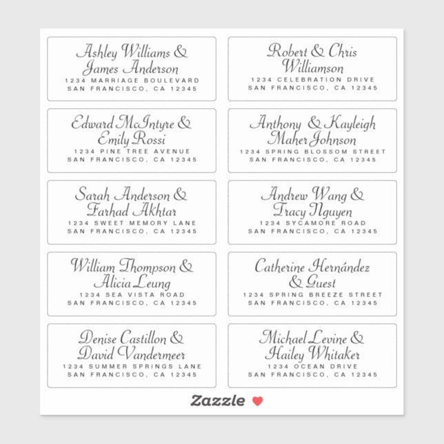 Calligraphy Guest Address Labels ORDER 6” or 8”! (Sheet)