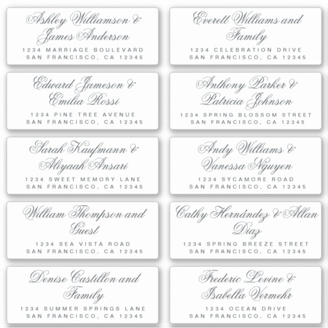 Calligraphy Guest Address Labels ORDER 6" or 8"! (Front)