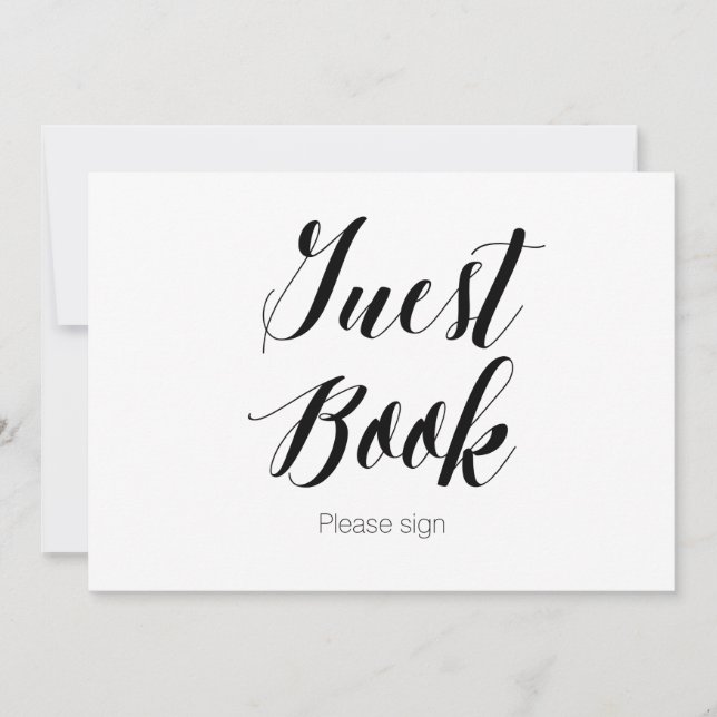 Calligraphy "Guest Book Please sing" Wedding Sign Invitation (Front)