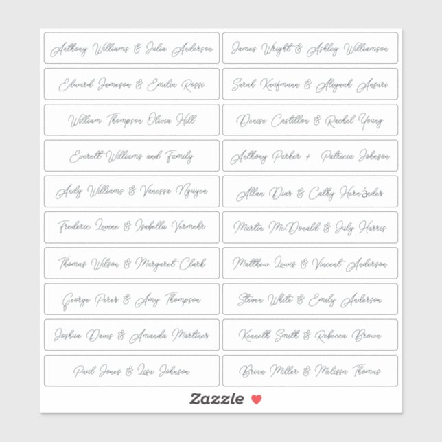Calligraphy Guest Names Labels White (Sheet)