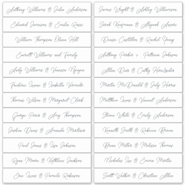 Calligraphy Guest Names Labels White (Front)