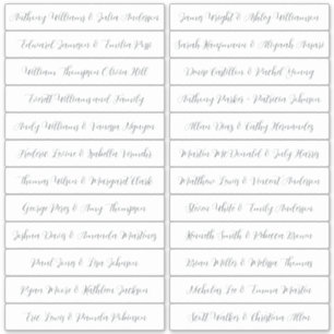 Calligraphy Guest Names Labels White