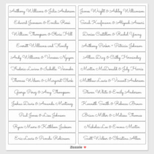 Calligraphy Guest Names Labels White - Sacramento