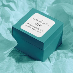 Calligraphy Handmade Monogram or Add Logo Business Square Sticker