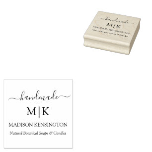 Calligraphy Handmade Monogram or Add Logo Label Rubber Stamp