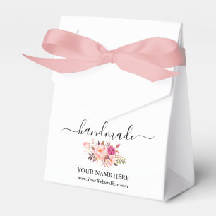 Calligraphy Handmade Watercolor Floral Pink Bow Favour Box