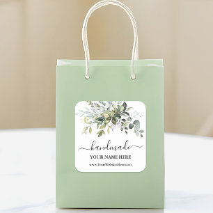 Calligraphy Handmade Watercolor Greenery Square Sticker