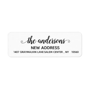 Calligraphy Handwritten Moved New Address Return Address Label