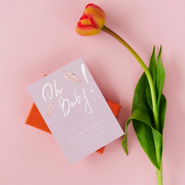Calligraphy Handwritten Pink Girl Oh Baby Shower Invitation (Creator Uploaded)
