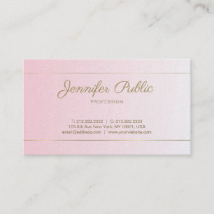 Calligraphy Handwritten Script Luxury Elegant Pink Business Card