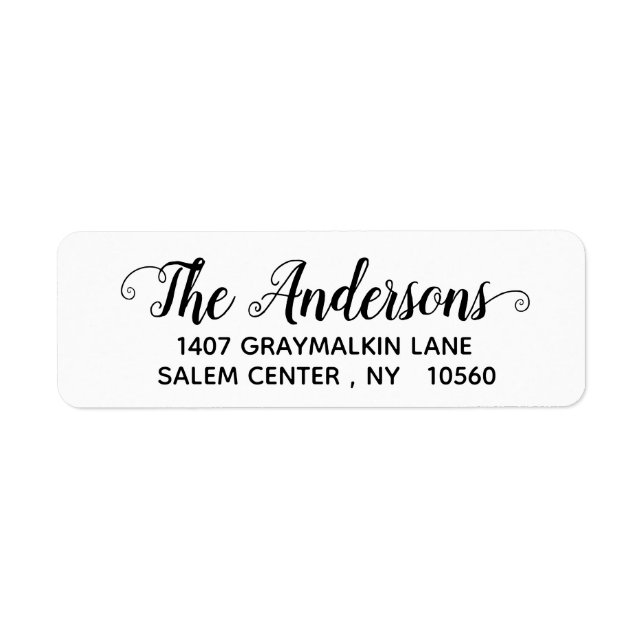 Calligraphy Handwritten Script Modern Elegant Return Address Label (Front)