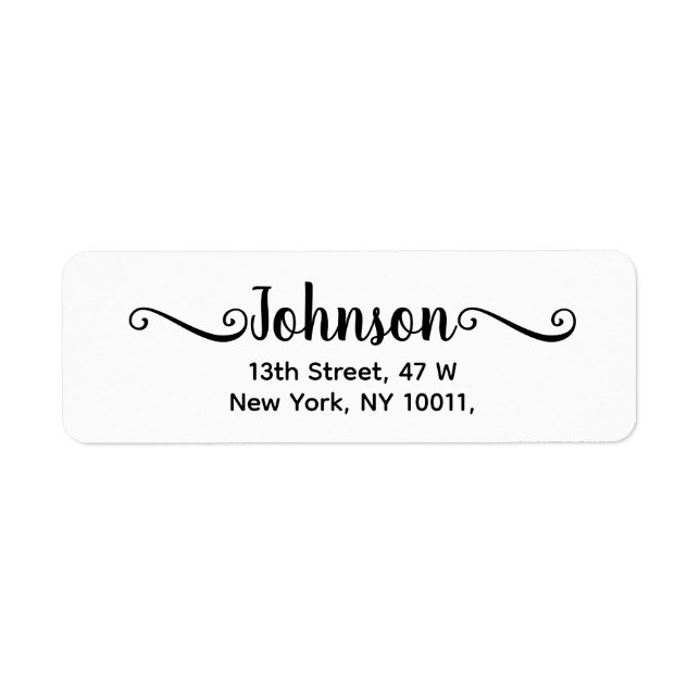 Calligraphy Handwritten Script white Label Return Address Label (Front)