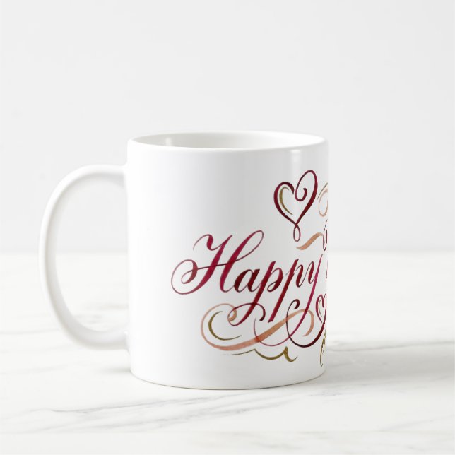 Calligraphy Happy Valentine's D Coffee Mug (Left)