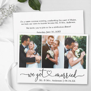 Calligraphy Heart 3 Photo Wedding After Party Announcement