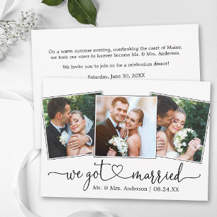 Calligraphy Heart 3 Photos Wedding After Party Announcement