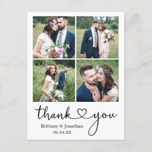 Calligraphy Heart 4 Photo Thank You Wedding Postcard