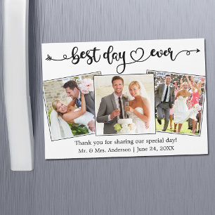 Calligraphy Heart Best Day Ever Thanks Magnet Card