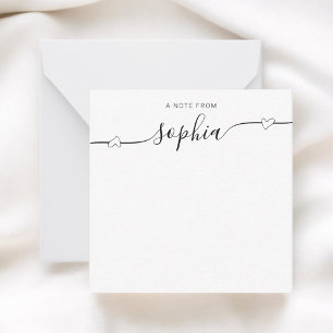Calligraphy Heart Girly White Card