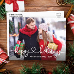 Calligraphy Heart Happy Holidays Photo Postcard<br><div class="desc">Modern Calligraphy Heart Script Happy Holidays Photo Postcard</div>