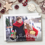 Calligraphy Heart Merry Christmas Photo Holiday Card<br><div class="desc">Modern Calligraphy Heart Script Merry Christmas Photo Holiday Card</div>